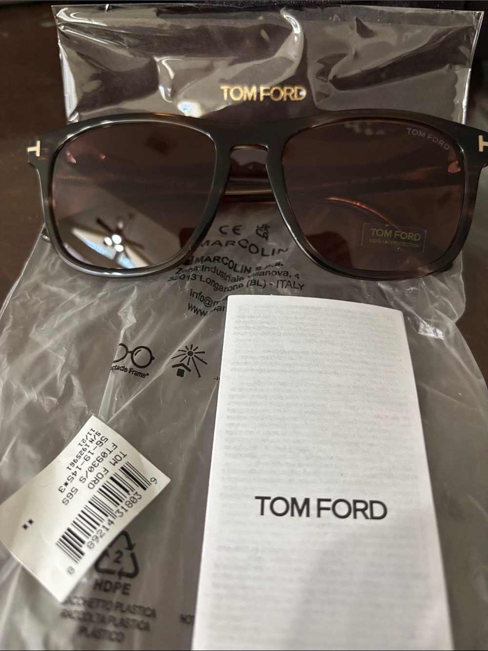 NEW with box authentic square frame Tom Ford Gerard-02 TF 930 56-19-145 - Picture 9 of 13